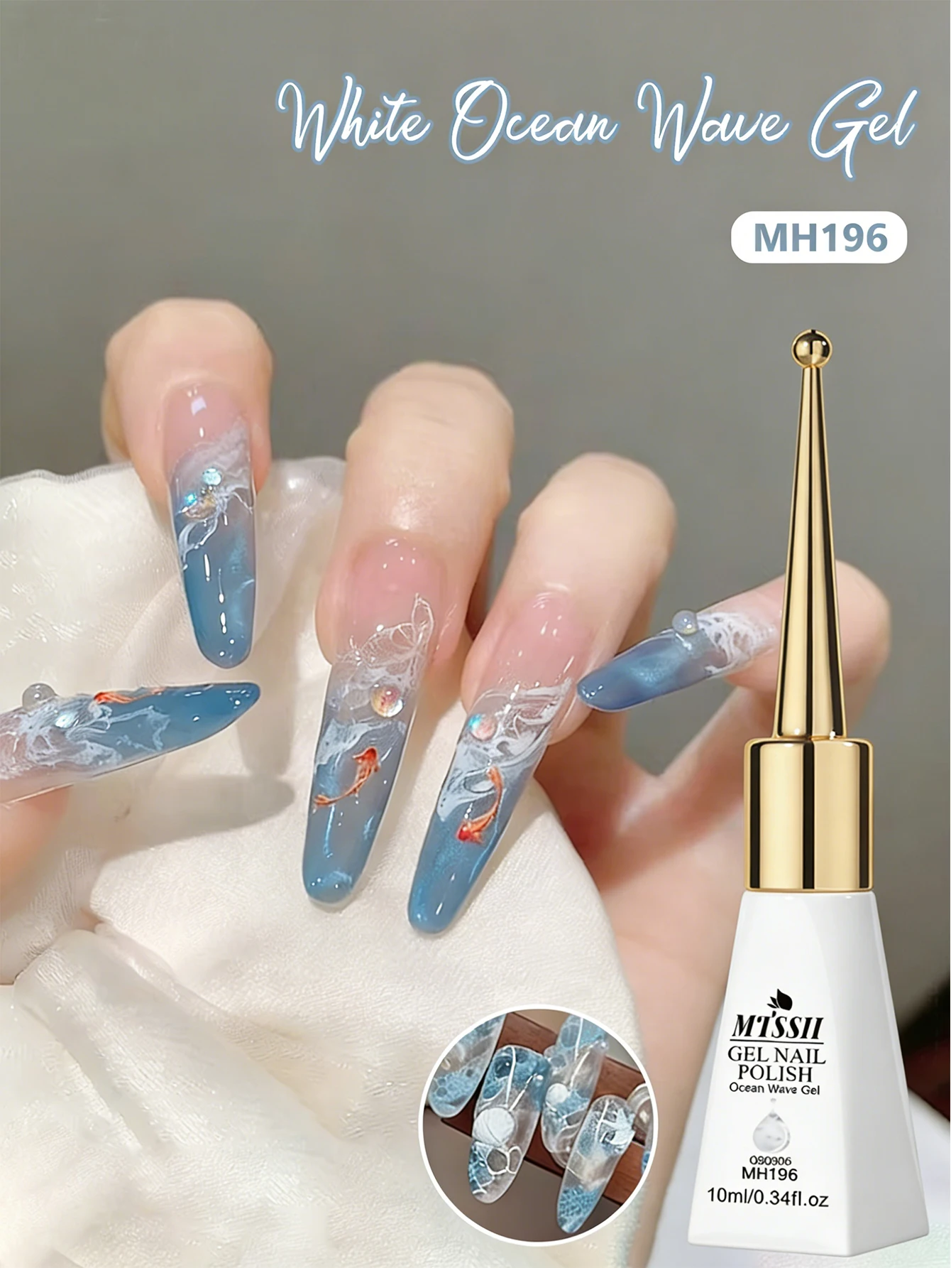 Nail Art One Stroke - Gel de Uñas Blanco Efecto Olas