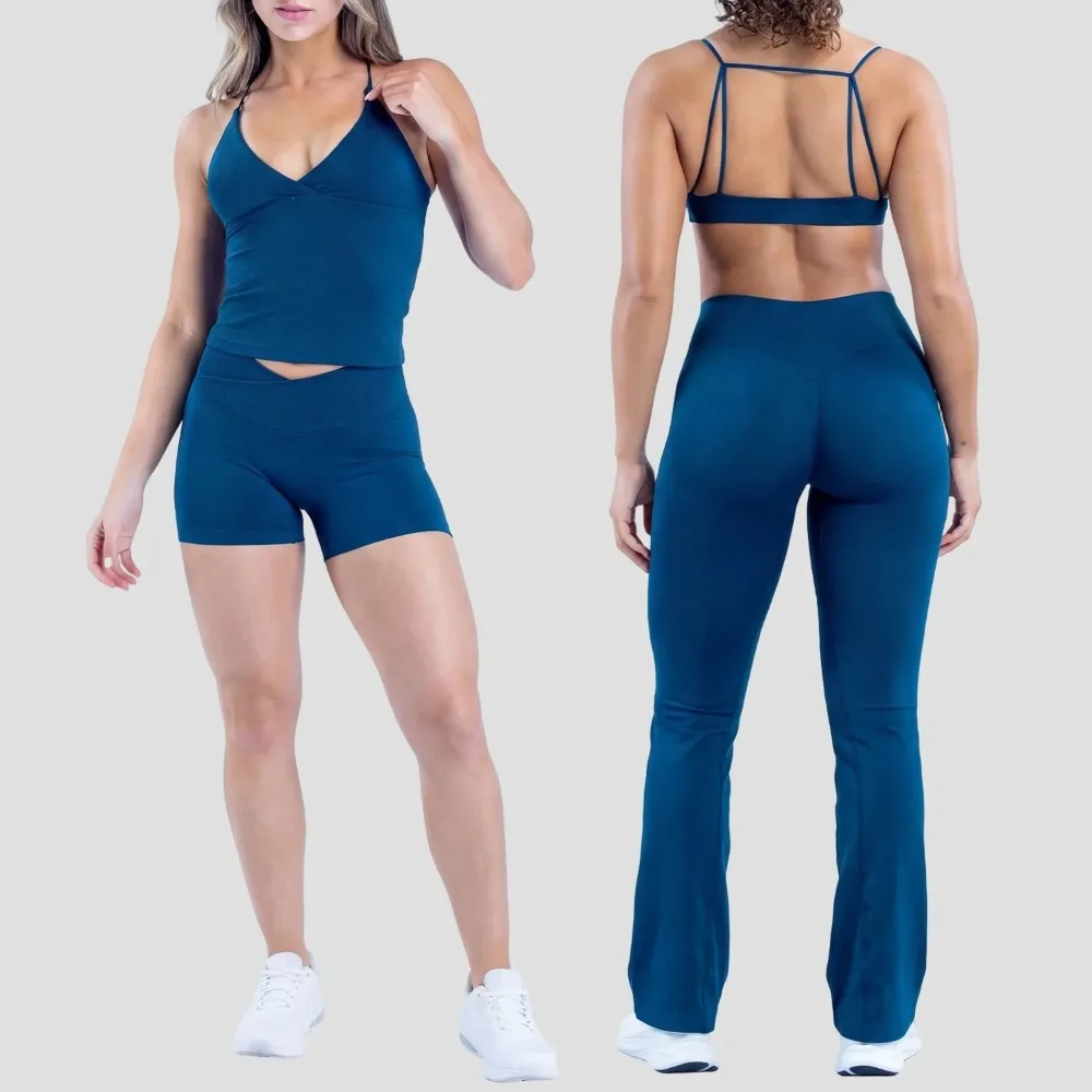2Pcs Women Impact Gym Yoga Set Backless Tank Tops High Waist Scrunch Leggings Fitness Workout Activewear Sports Suit