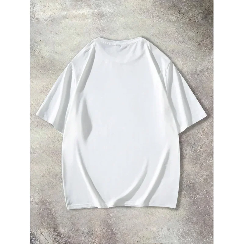 Men's 100% Pure Cotton Summer Loose Size Be Kind Letter Cartoon Print Casual Comfortable Round Neck Short Sleeved T-shirt Top