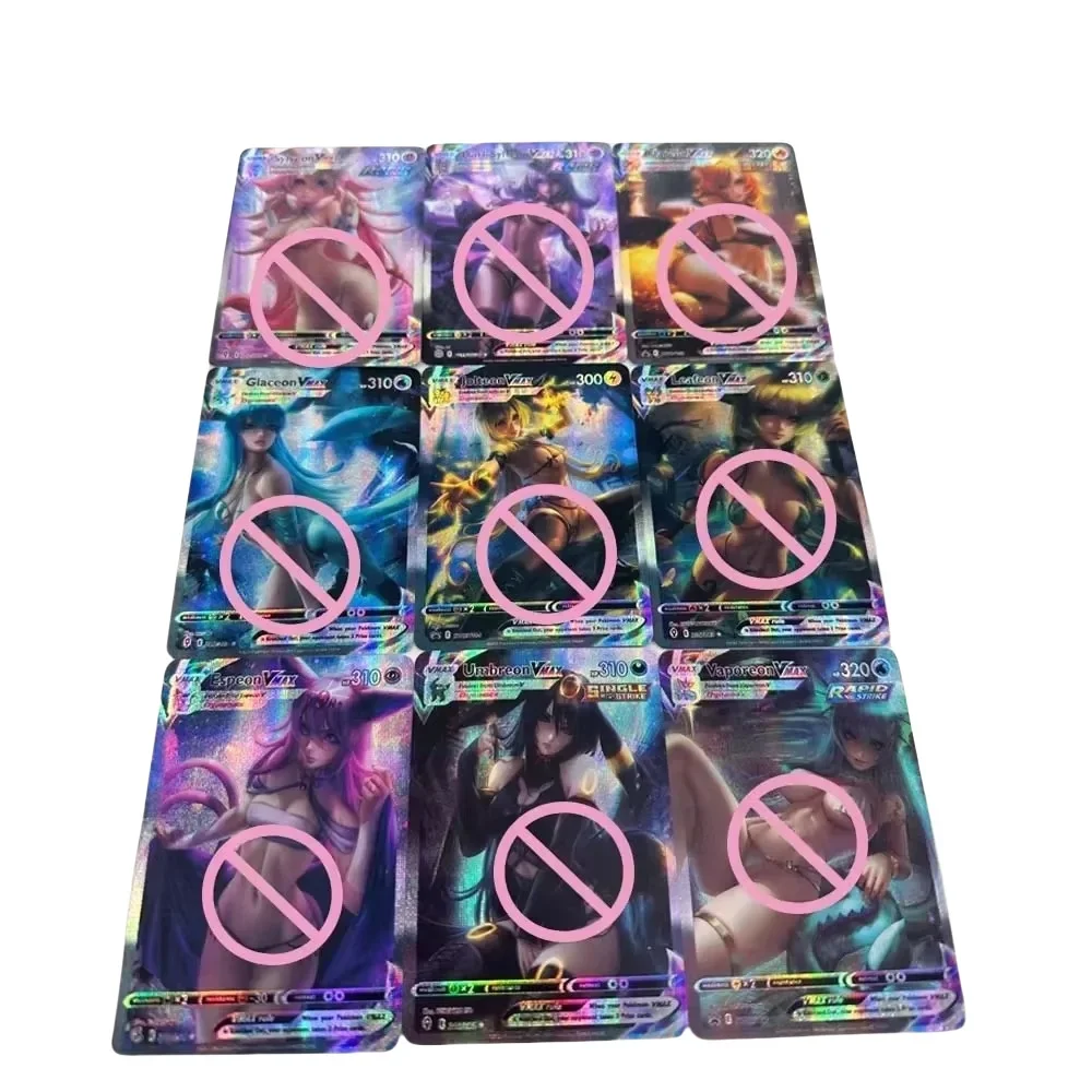 DIY PTCG Pokemon Umbreon Japanese Original Trainer Set 9pcs Color Flash Anime Peripheral Game Collection Card Holiday Gift