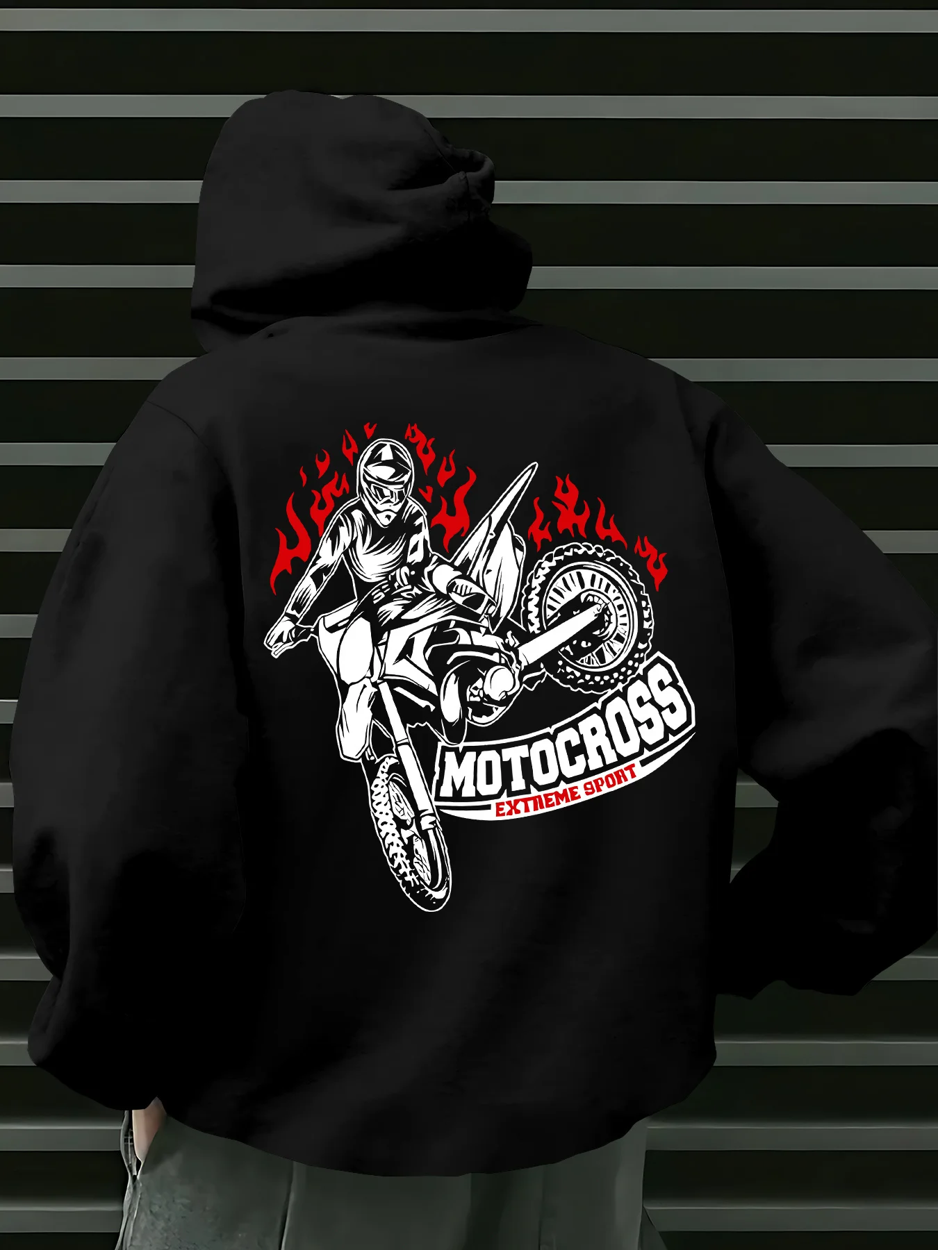 Off-road motorcycle stylish men's simple and fashionable extreme sports casual daily outdoor warm fleece pullover with hood.