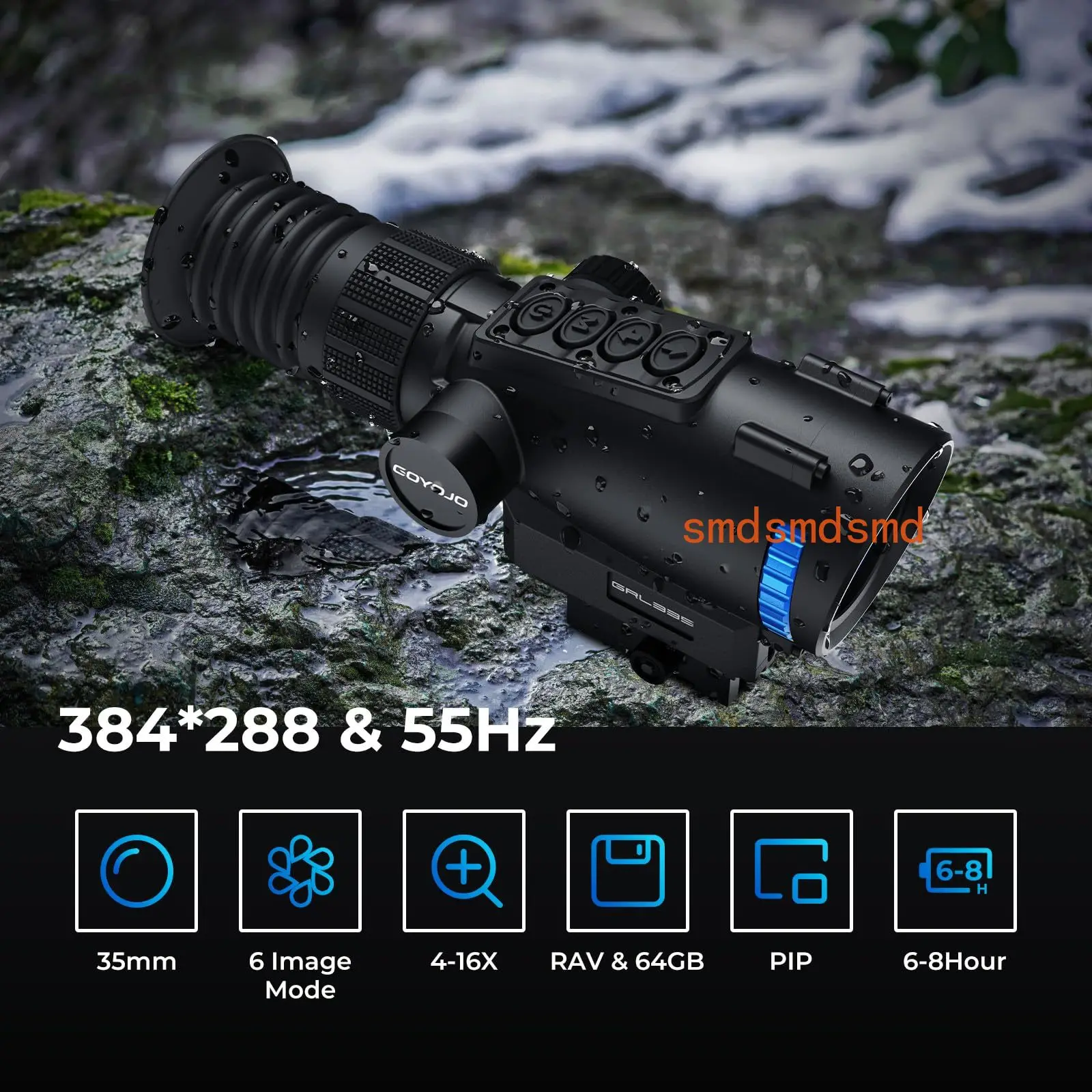 GRL335 Thermal Optics, 384×288 Pixel, GRL325 Thermal Scope Hunting, 1500-1800m Detection Range, RAV & Application