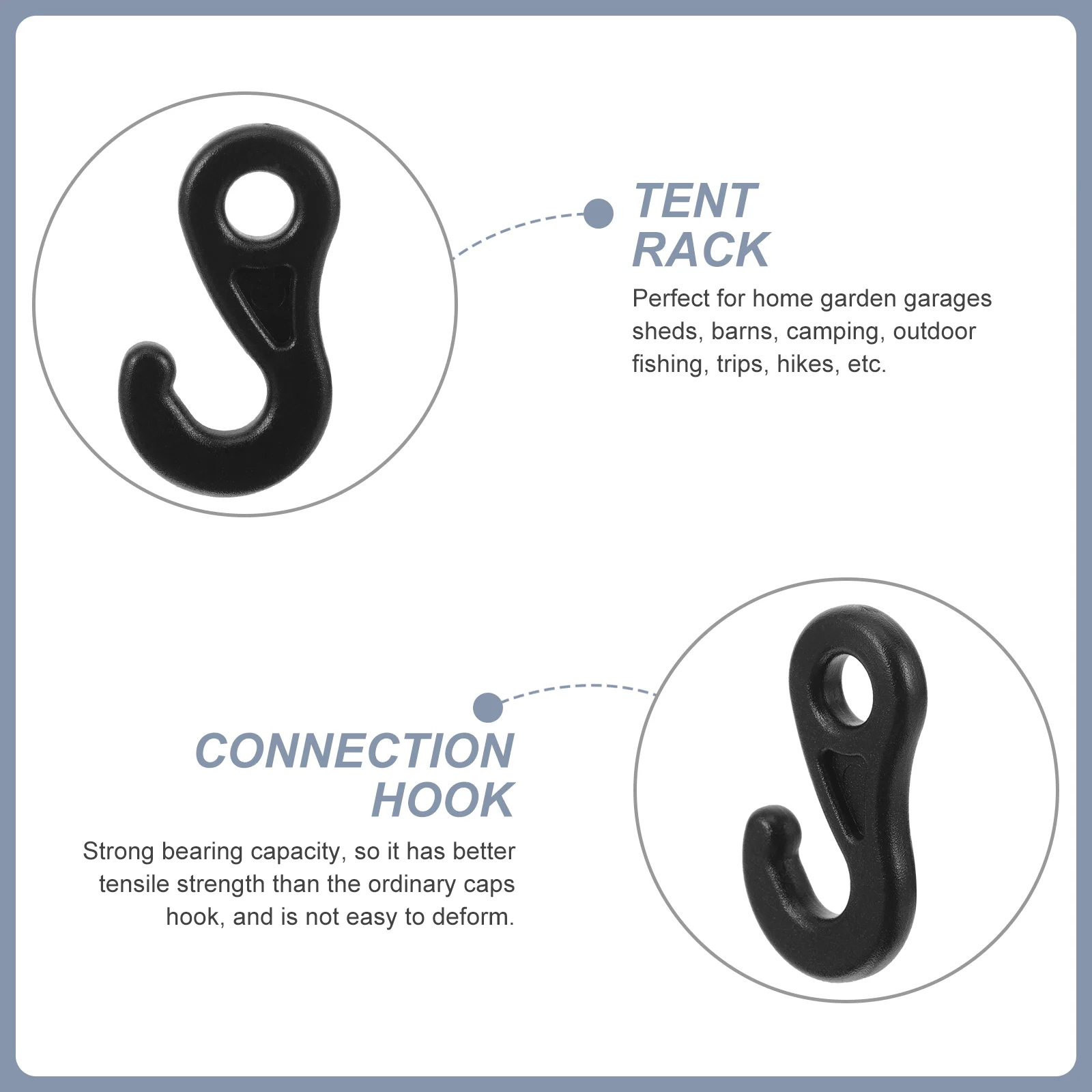 10 Pcs Hook up Outdoor Canopy Tent Question Mark Light Ground Nail Wind Rope Connection Pom9 10pcs (black) Hooks Plastic