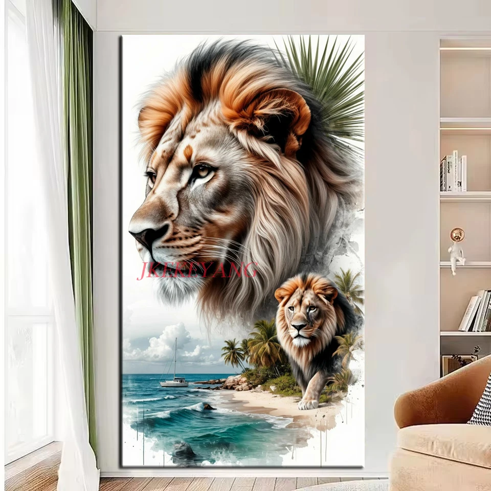 

Seaside Lions Tree Landscape Large 100x200cm To Choose Diamond Art Full Square Round Diamond Painting Mosaic 5D Diy Cross Stitch