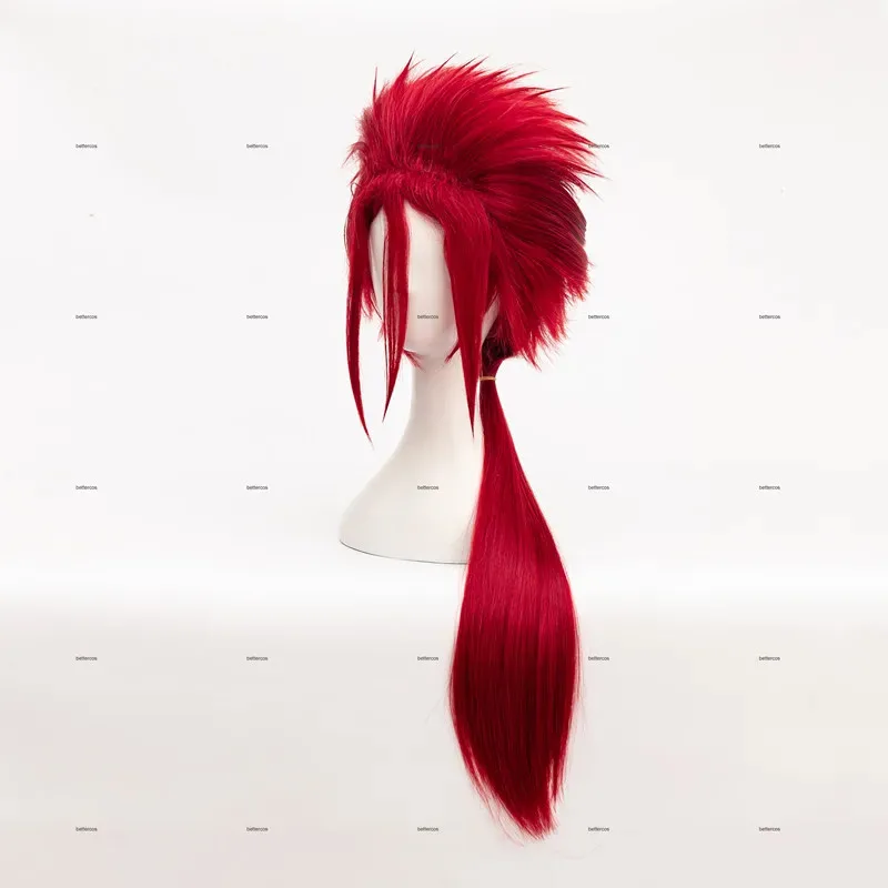Candy 2025FF7 Final Fantasy VII FFVII Reno 75cm rojo largo fibra de alta temperatura Cosplay del pelo + gorro de peluca