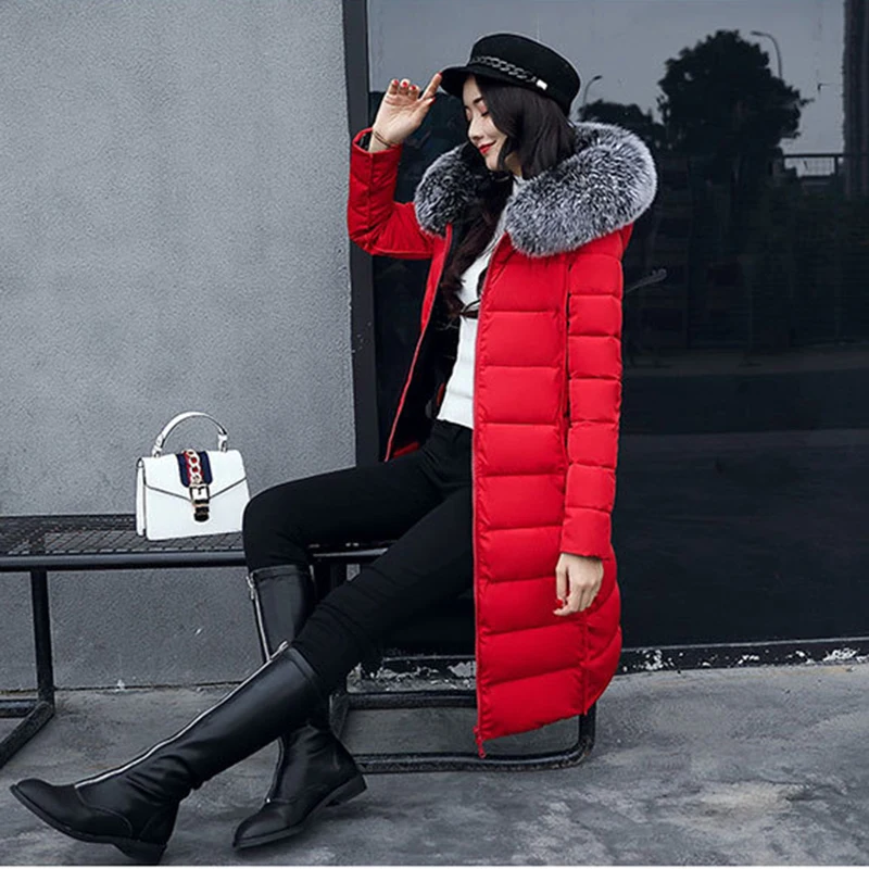 2024 Winter New Hooded Slim Cotton Parkas Women Fashion Mid-Length Down Jacket Ladies Casual Thickened Warm Zipper Padded Coats