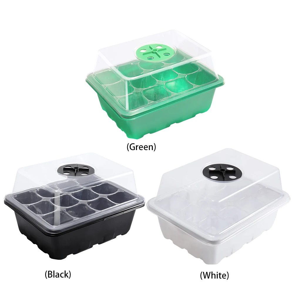 12 Holes Seed Starting Tray with Humidity Dome Succulent Propagation Tray Mini Greenhouse Germination Tray for Plant Growing