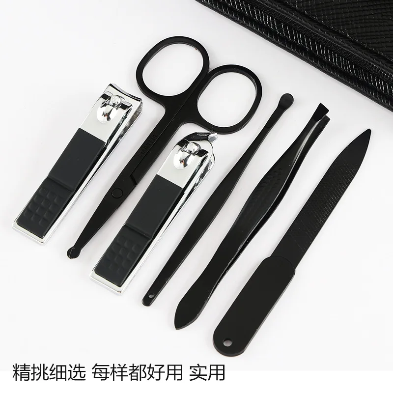 

Germany 6 Pcs Portable Luxury Manicure Sets Pedicure Kits Bright Black Nail Clipper Set Personal Care Tools Eyebrow Scissors