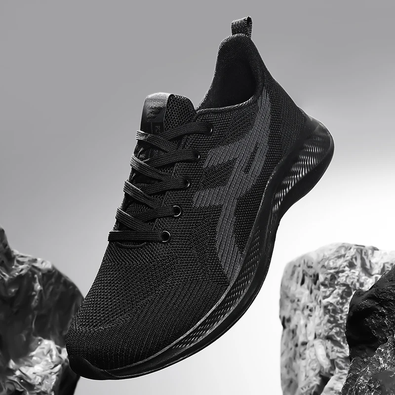 Men's Fashion Casual Sneakers Breathable Mesh Shock-Absorbing Running Shoes Flying Woven Comfortable Version