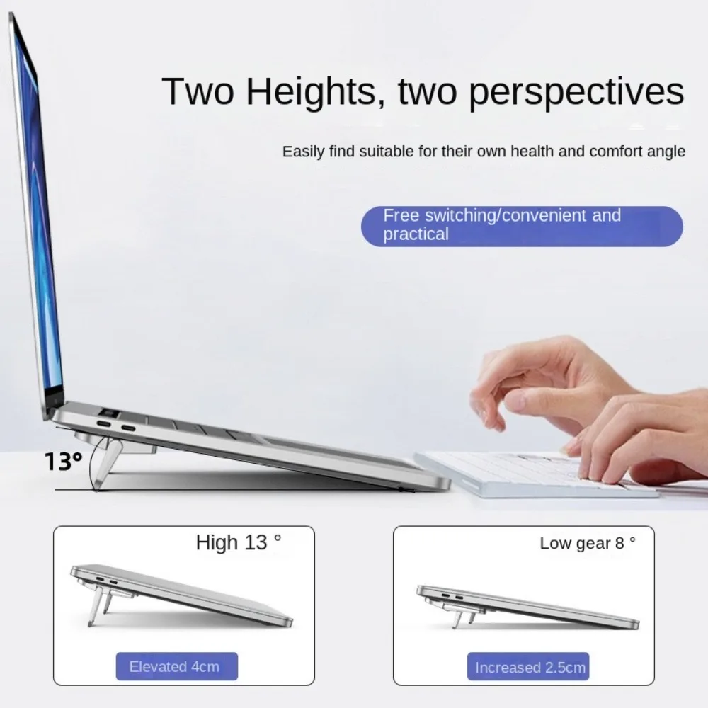 2pcs New Mini Laptop Stand 2 Adjustable Angles Self-adhesive Laptop Riser Stand Invisible Portable Foldable Bracket for Macbook