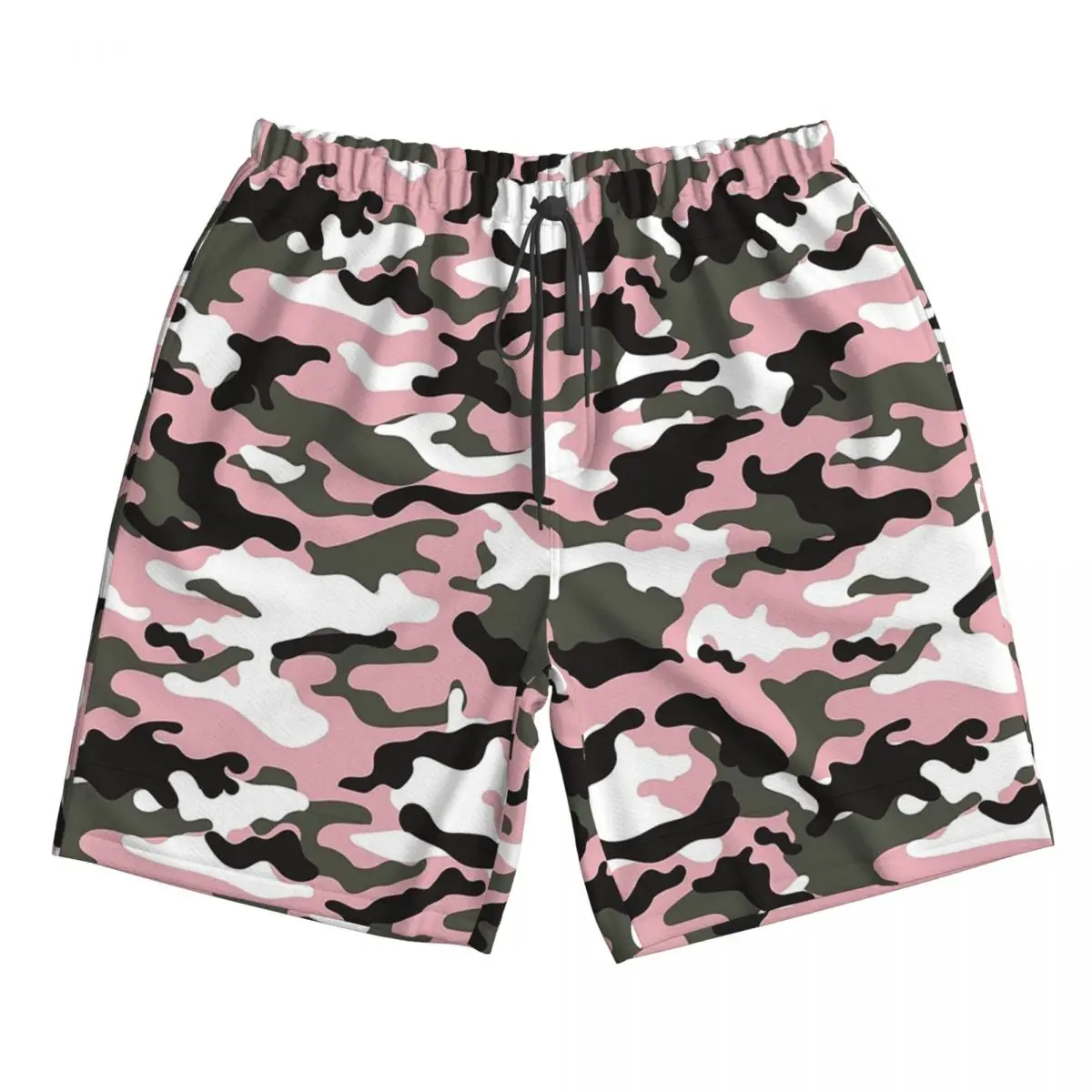 Patrón de camuflaje militar rosa para niñas, bañadores con textura de fondo de escuadrón, pantalones cortos informales de secado rápido para nadar, pantalones de verano para hombres