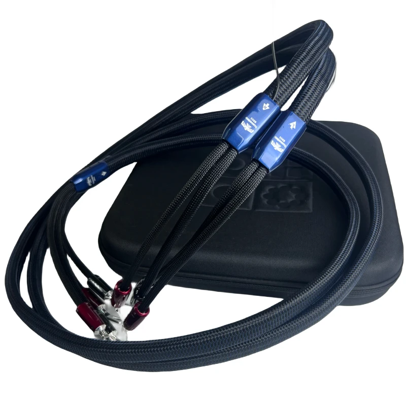 A Pair ThunderBird Speaker Cable Zero Full-Range & Bass Version with Silver Banana or Spade Plug for Amplifier HiFi