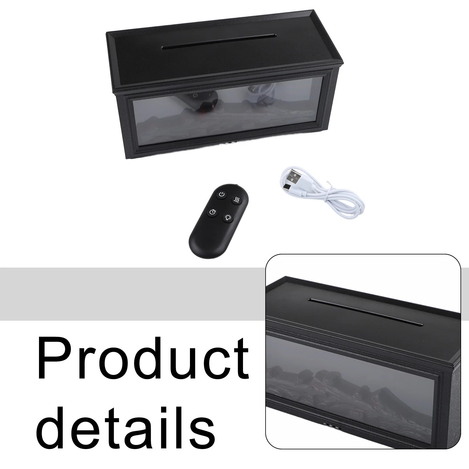 

Remote Control 3D Fireplace Flame Aroma Diffuser with Timer for Home Use Humidifier and Colorful Mood Lighting