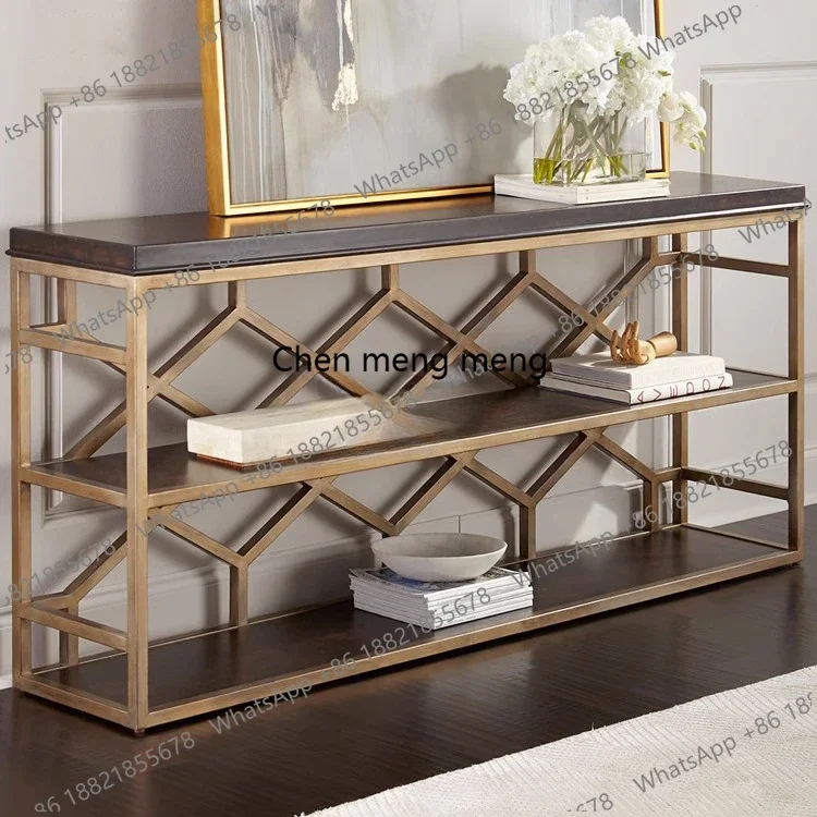 

Hot sales High-end light luxury style front door stainless steel door cabinet American modern simple shelf