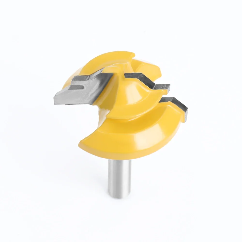 LAVIE Carbide Tipped 45 Degree Lock Miter Bit 6 6.35 8 12mm Shank Yellow Coated Wood Joint Router Cutter For Woodworking