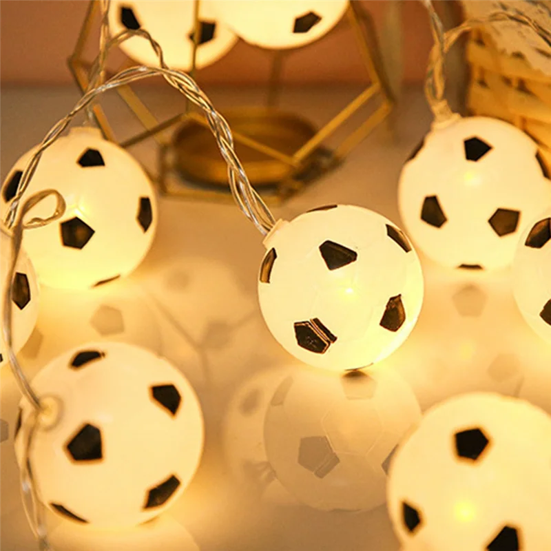 Soccer Balls String Lights 10 LED Football Garland Lights Bedroom Home Wedding Party Christmas Decorative Lights White image 2