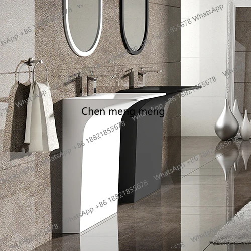 Creative column basin Acrylic integrated molding 7-character special-shaped floor light luxury washing basin