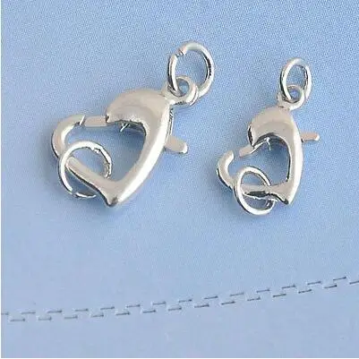 50PCS DIY Jewelry 925 Sterling Silver Accessory Findings Heart Lobster buckle Never Fade High Quality Factory Price
