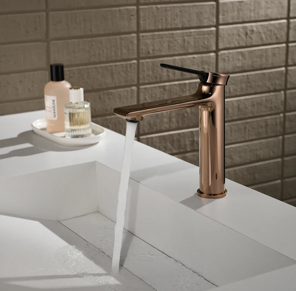 Luxury Brushed Gold Bathroom Faucet Lavatory Vanity Washbasin Faucet All Copper Mixer Bath Sink Faucets Hot Cold Water Basin Tap