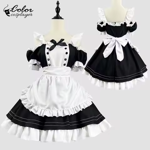 Color Cosplayer Kawaii Lolita Dress Women Maid Cosplay Costume Servant Cos Suit Adult Black Dress Halloween Anime Clothing