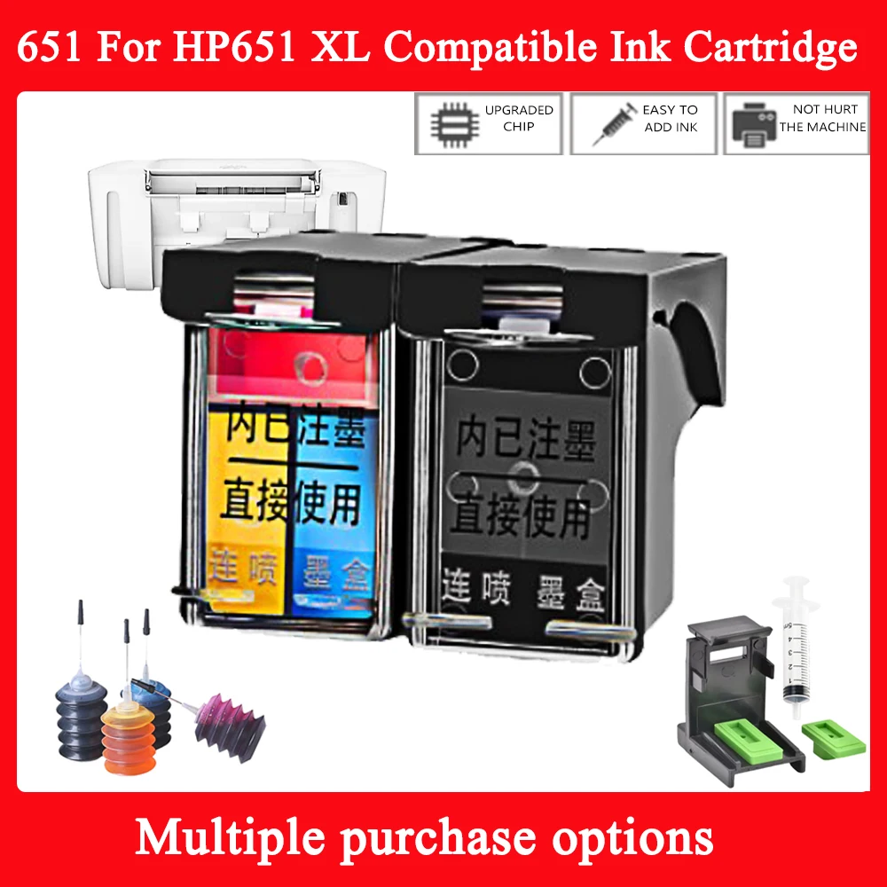 

Для HP651 XL 651 651xl Сменный многоразовый картридж для HP Deskjet Ink Advantage 5575 5645 OfficeJet 202c 252 252c