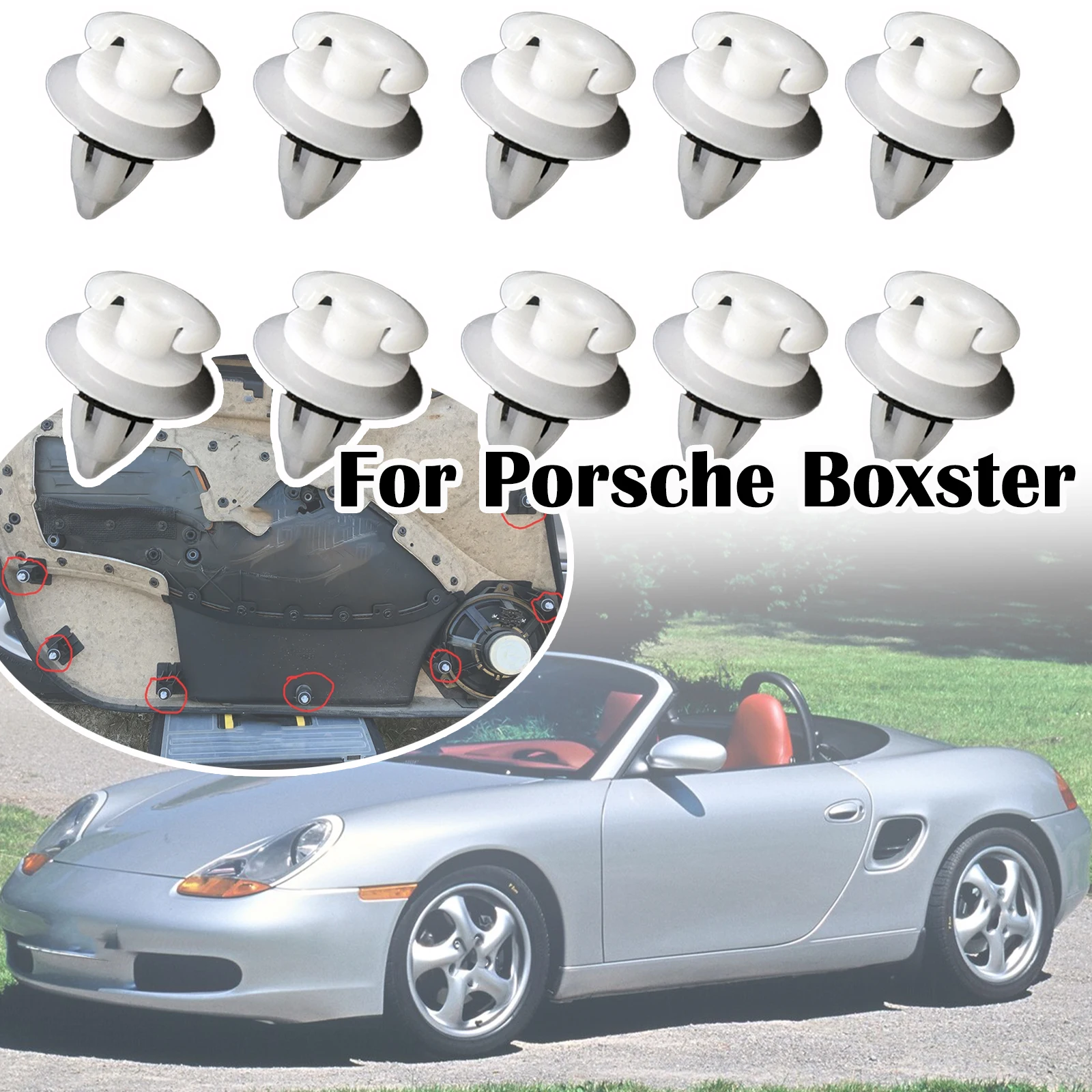 10X For Porsche Boxster 986 Front Rear Door Card Panel Fascia Interior Trim Clips Convertible Retainer Bumper Trunk Shoe Lining