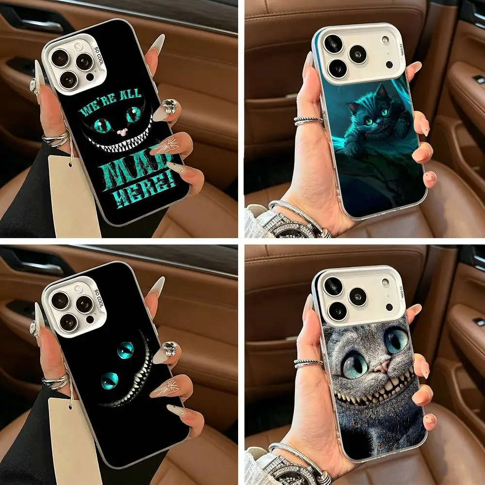 

Cute C-Cheshire cat Phone Case For iPhone 11 12 13 14 15 16Pro Max Plus white Sliver Phone Cover