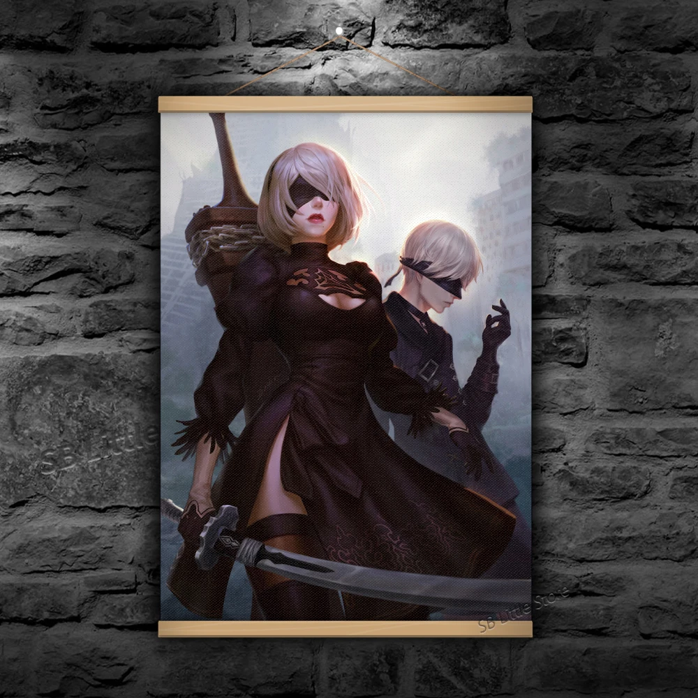 2B NieR: Automata Anime Girls Game Animation Hanging Scrolls Painting Poster Illustration Tapestry