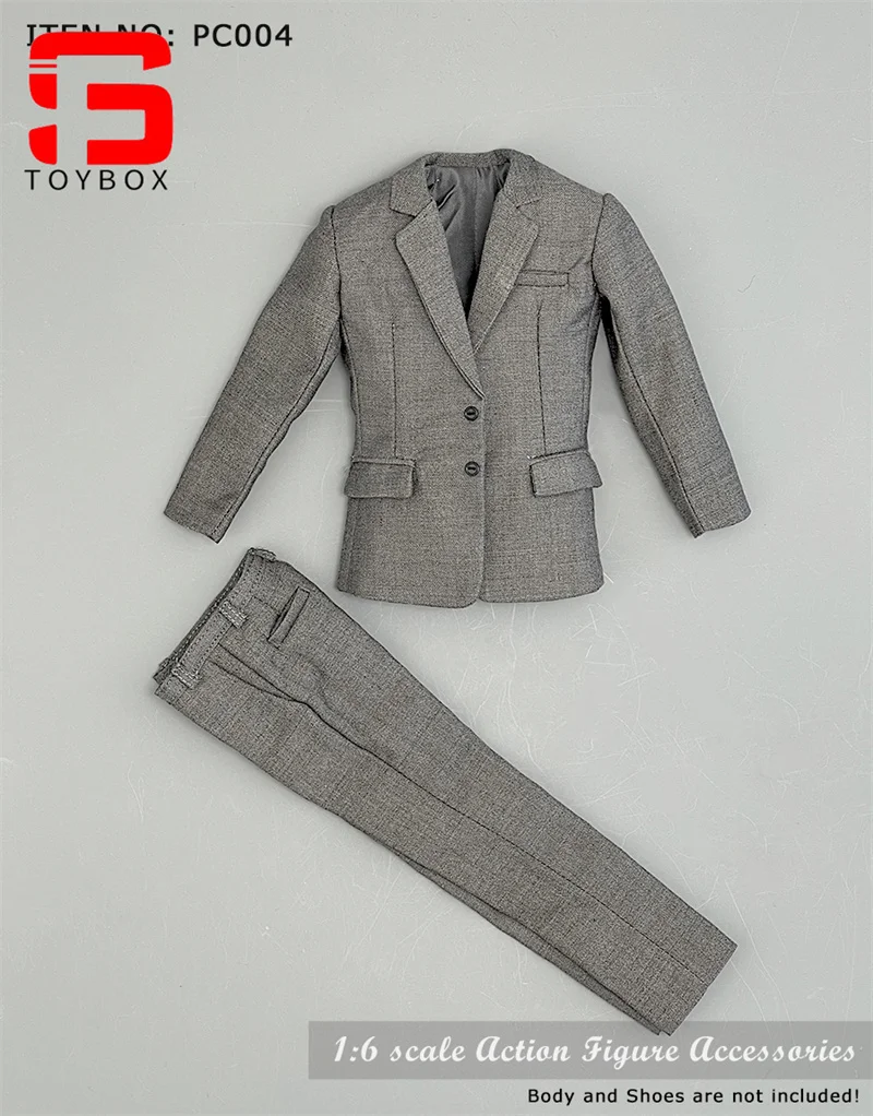 PC004 1/6 Scale Male Gray Western-Style Suit Model Coat Shirt Vest Pants Set Fit 12