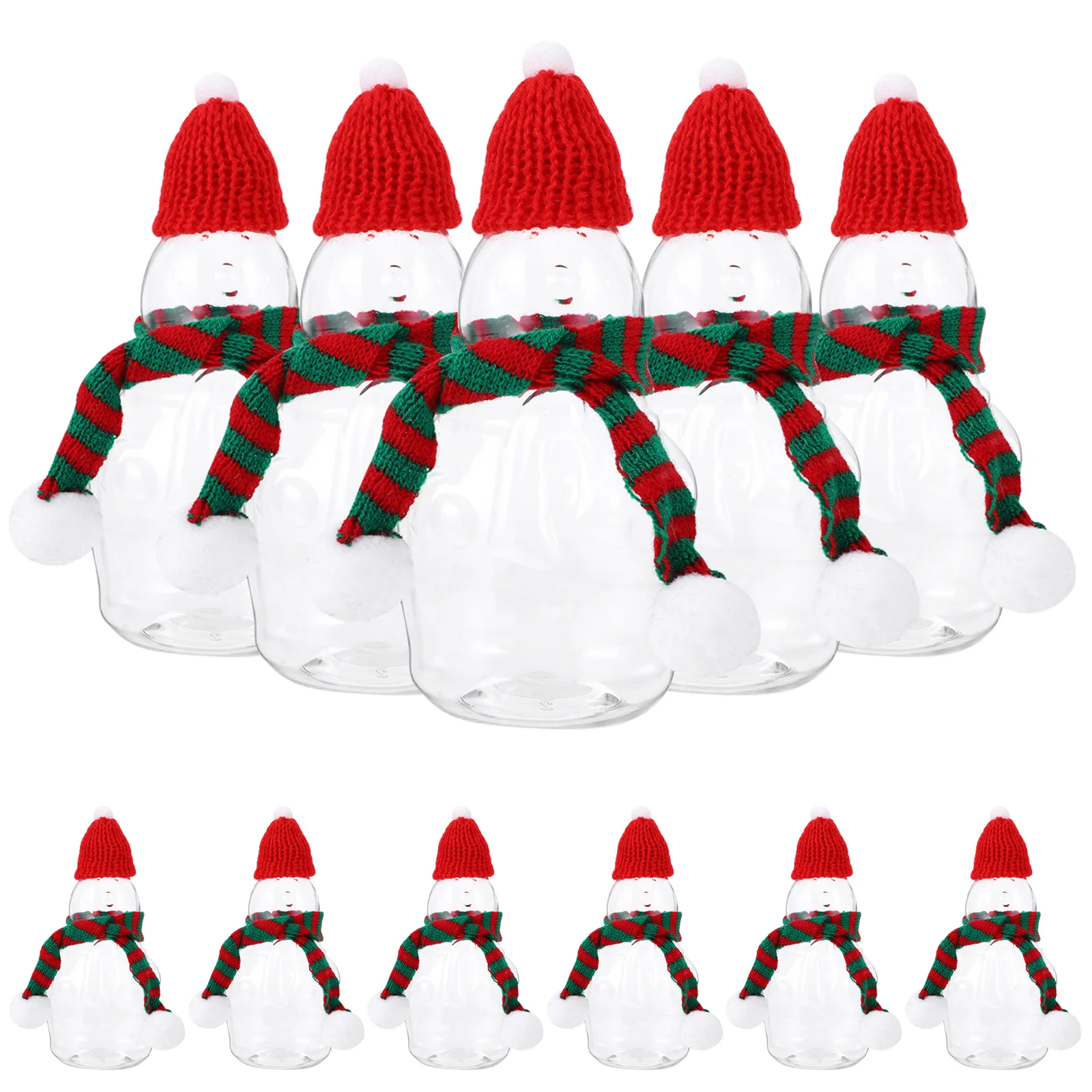 

4Pcs Christmas Snowman Drink Bottles Portable Juice Storage Containers Lids Scarves for Home Cafe Milk Tea
