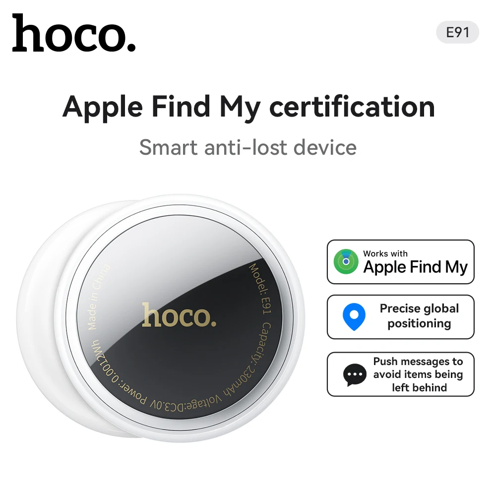 HOCO E91 스마트 키 파인더 로케이터, GPS 추적 장치, 블루투스 분실 방지 태그 알람 알림, Apple Find My, 애완 동물용 