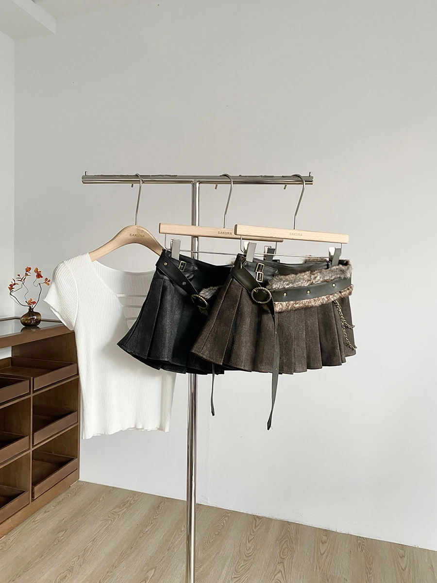 

Осенне-зимняя клетчатая юбка для женщин, непрозрачная, с низкой талией, в стиле «Spicy Girl», укороченная, для повседневной носки, с высокой талией, из искусственной кожи, облегающая