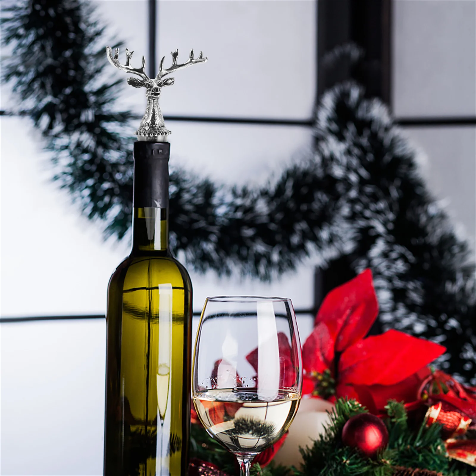 Deer Head Bottle Stopper Christmas Beverage Alloy Vintage