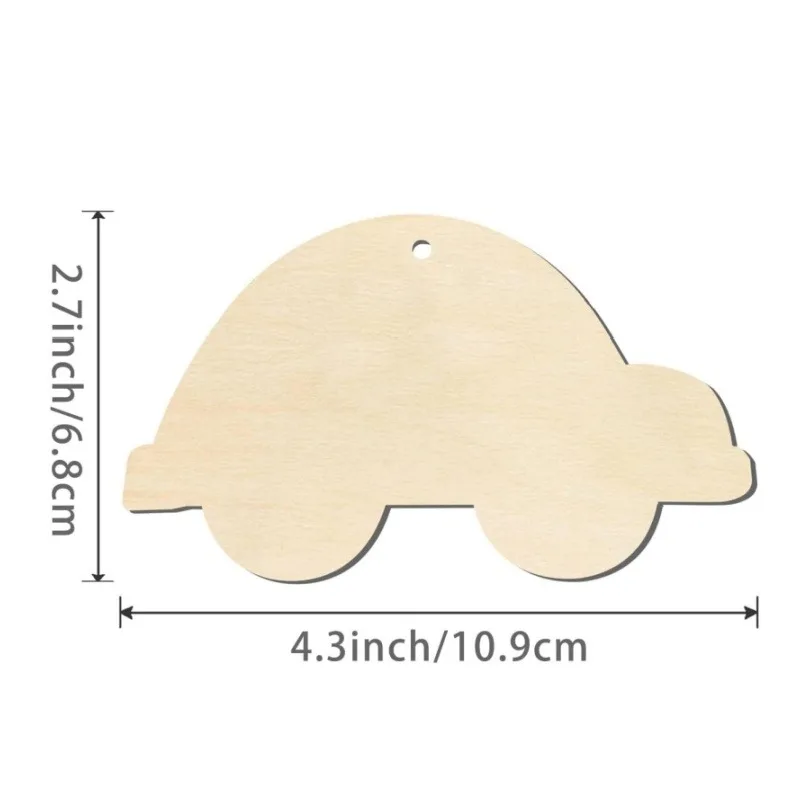 10pcs Unfinished Car Shape Wooden Tag Hanging Wood Cutout Slices Wooden Tags with Twine for Christmas Holiday Wedding Birthday