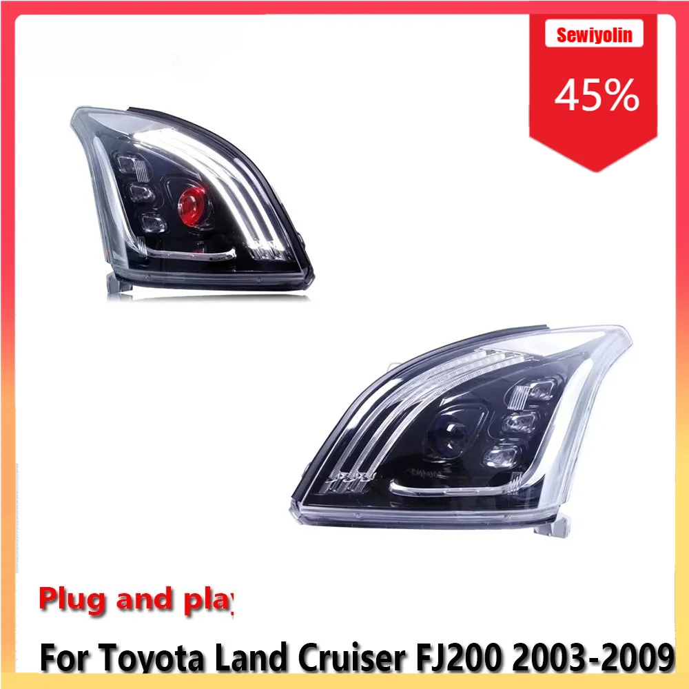 

Car LED Headlight Automobile Parts For Toyota Land Cruiser FJ200 2003-2009 Fog DRL Brake Turn Signal Lamp Plug and Play