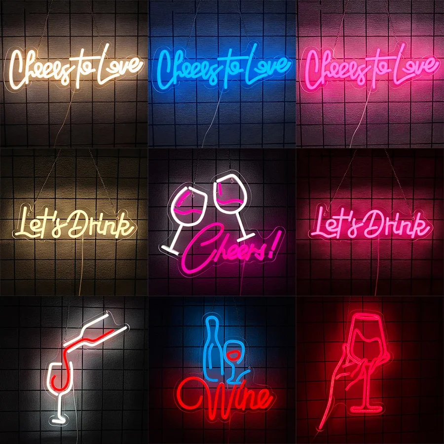

Неоновый свет Cheers to Love для декора стен, светодиодные вывески для бара, паба, домашнего бара, ресторана, спальни, вечеринки, украшения, бокал для вина, неоновая вывеска