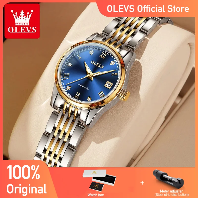 

Часы OLEVS женские механические Автоматические, роскошные брендовые водонепроницаемые классические стальные механические часы с ремешком, подарок для женщин