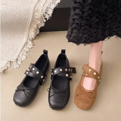 

Fashion Silk Women Ballet Flats Footwear Lolita Shoes Luxury Autumn Female Butterfly-Knot Round Toe Ladies Dance Shoes