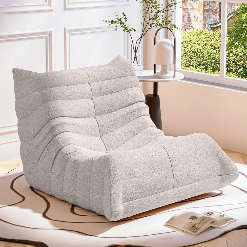 Memory Foam Bean Bag Chair for Adults - Ergonomic Chenille Couch for Living Room Comfort