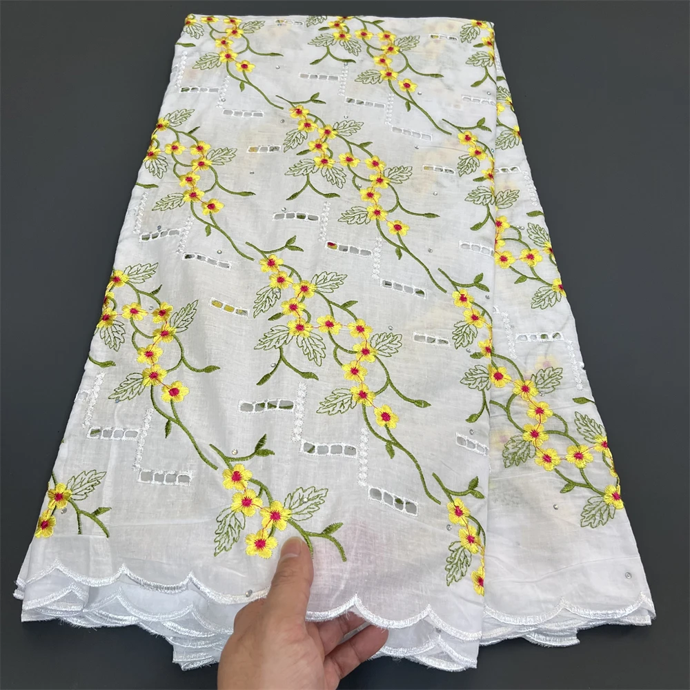 

African Nigerian Tulle Lace Fabric for Sewing, Wedding Dress, Chiffon Party Guipure, High Quality, Cotton, 5Yard, 2024 DP01297