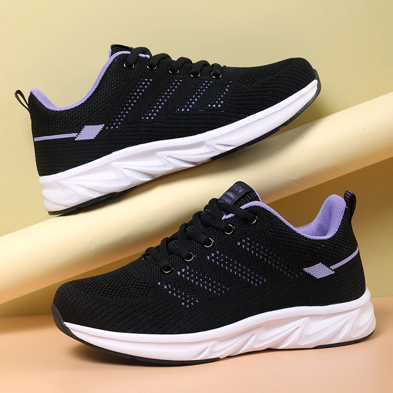 

Four Seasons Women's Casual Sports Shoes Fashion Women Soft Bottom Running Shoes Knitted Mesh Sneakers Leisure Light Flats Shoes