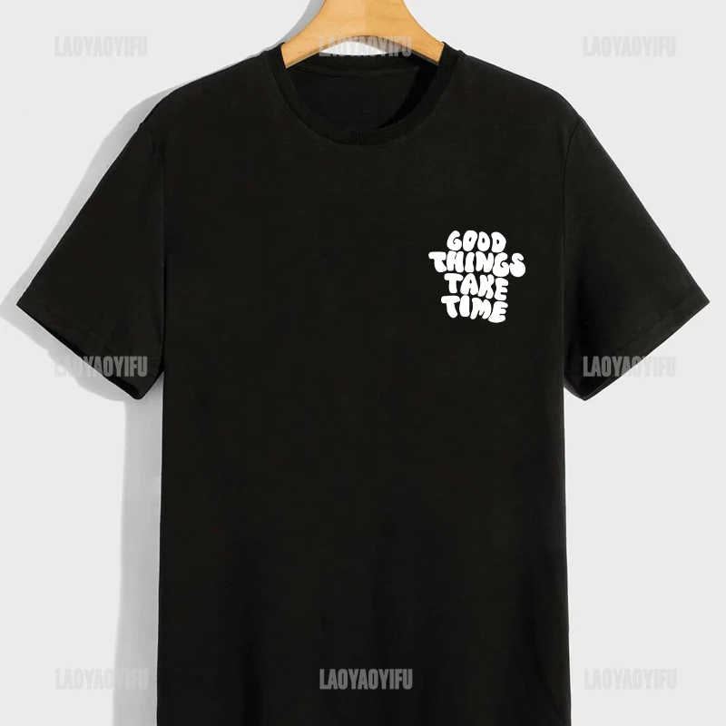 Good Things Take Time Pattern Print Men's T-shirt Comfy Graphic Cotton Tee Men's Summer Casual Clothes Men's Clothing for Men image 2