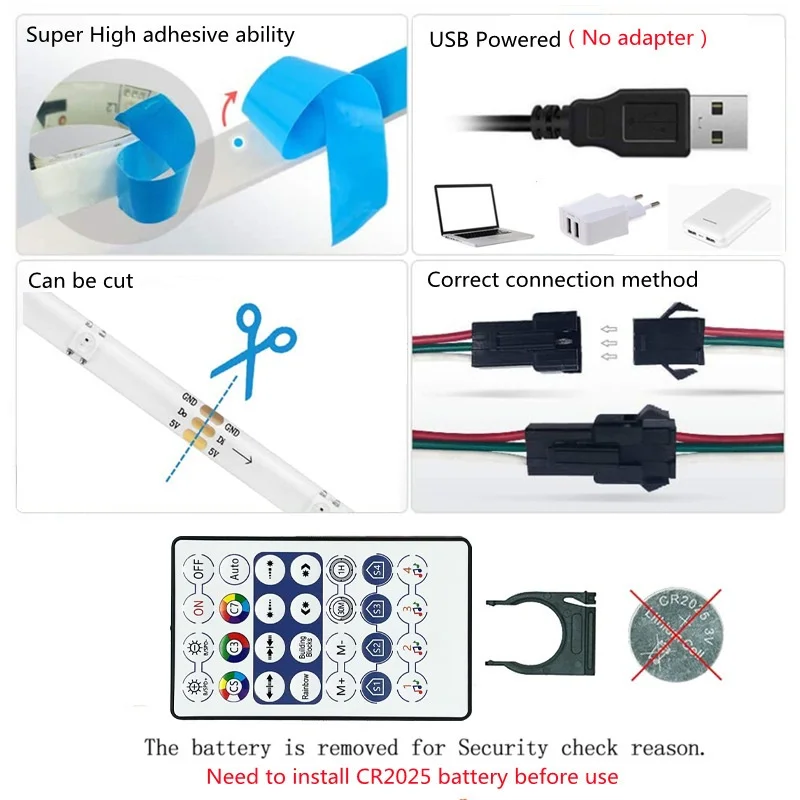 Bluetooth APP 5V 5050 Magic USB RGB Strip Light WS2812B Horse Racing Breathing Running Water Atmosphere Light For Home Descrip