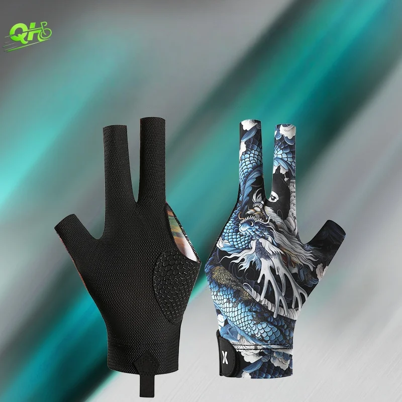 

1 шт. перчатки для бильярда, левая и правая рука, открытые, с тремя пальцами, нескользящие наклейки, эластичные китайские элементы, унисекс, перчатки для настольного тенниса