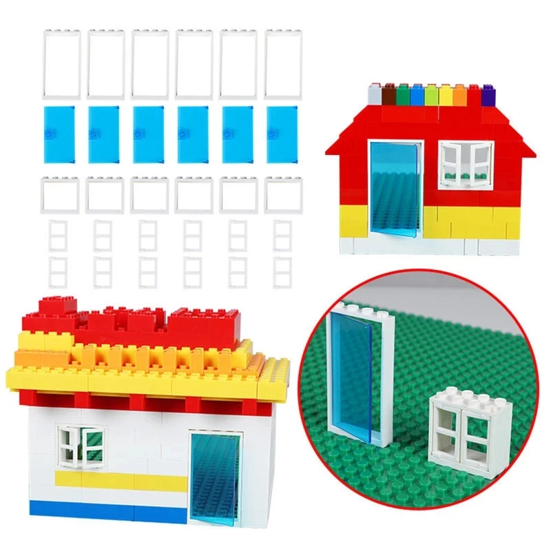 Kids Small Particles Bulk Door Window Car Parts Wheel SET Diy Building Blocks Brick Accessories Toys for Children