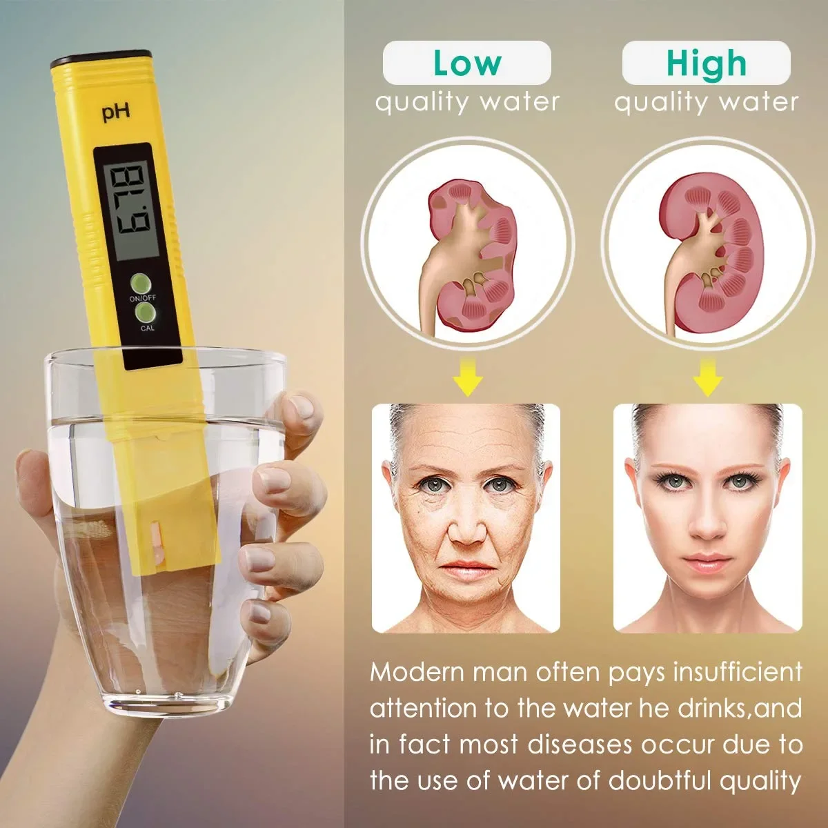 PH Meter Digital PH Tester 0.01 High Accuracy PH Meter for Water 0-14 PH Measurement Range for Drinking Water Pool Aquarium