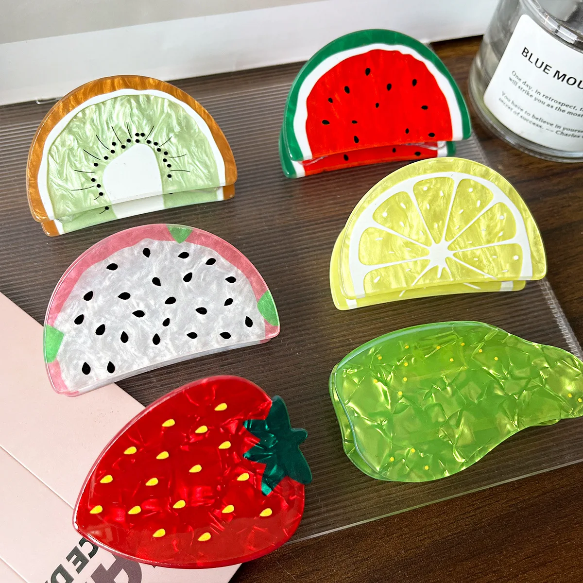 Women's Fruit Gripper Watermelon Pineapple Clip Korean Style Fashion Versatile For Girls Gift High End Back Of Head Hair Shark view 3