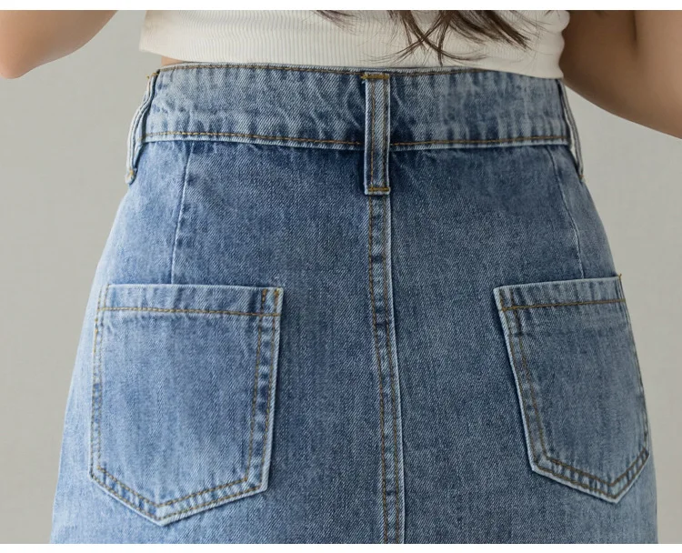 กระโปรงยีนส์ปักลายแฟชั่นฤดูใบไม้ผลิและฤดูร้อนใหม่ สไตล์ลำลอง สำหรับผู้หญิงสาวๆ ไซส์พลัส