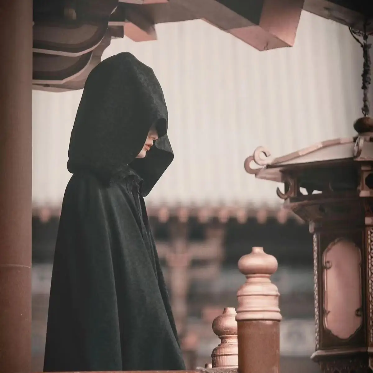 Dark Black Cloak with Hat Men Women Traditional Long Robe Halloween Carnival Night Hero Cosplay Cape Death God COS Cloak Game - Image 2