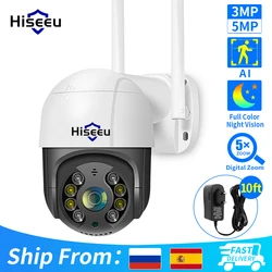 Hiseeu 4K 8MP Smart Wifi PTZ Camera 5x Digital Zoom AI Human Detection ONVIF Wireless CCTV IP Camera Iptv Security Protection